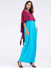 Load image into Gallery viewer, Fashion Contrast Color Asymmetry Cloak Patckwork Design Maxi Long Dress