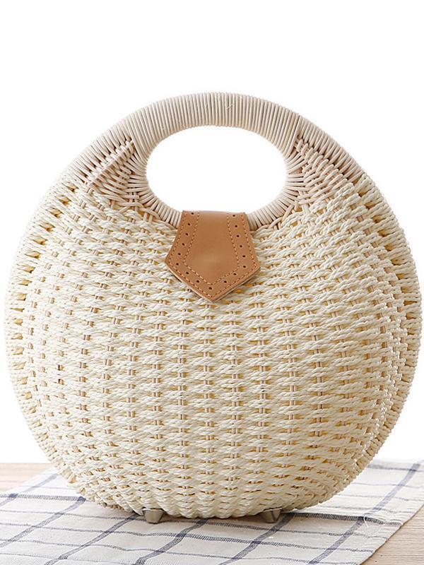 Natural Straw Woven Shell Clutch Beach Handbag