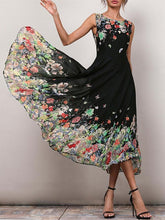 Load image into Gallery viewer, Casual Floral Print Sleeveless A-line Midi Dress