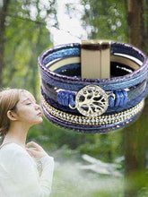 Load image into Gallery viewer, Life Tree Leather Rope Weaving Magnet Buckle Bracelet