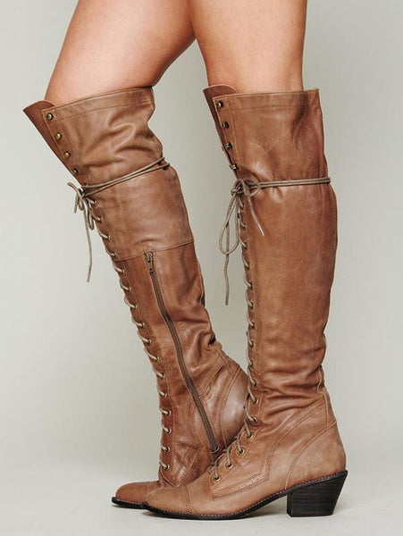 Autumn Winter Bandage Thigh-high Boots Shoes
