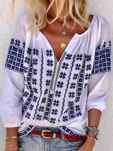 Load image into Gallery viewer, Bohemian V Neck Casual Plus Size Blouse Tops