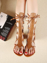 Load image into Gallery viewer, Gladiator Cross Strap Thong Roman Leather Strap Flat Sandals
