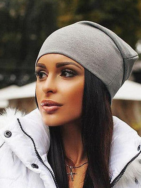 Hip-hop Soft Stretch Slouchy Solid Color Skull Cap