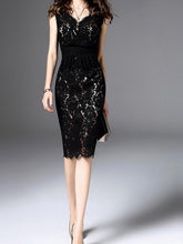 Load image into Gallery viewer, Lace Sleeveless Bodycon Midi Dress