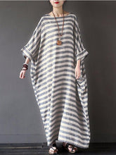Load image into Gallery viewer, Stripe Loose Plus Size Casual Maxi Dress