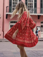 Load image into Gallery viewer, Floral Vintage Round Neck Casual Mini Dress