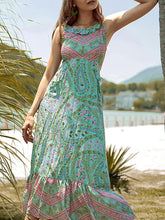 Load image into Gallery viewer, Bohemian Paisley Floral Boho Backless Spaghetti Strap Dress