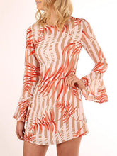 Load image into Gallery viewer, Leaves Print Flared Sleeves Bohemia Mini Dress