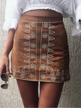 Load image into Gallery viewer, Boho Autumn High Waist Solid Color A-line Skirt