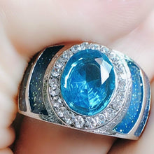 Load image into Gallery viewer, Engagement Blue Rhinestone Silver Jewelry Party Wedding Rings