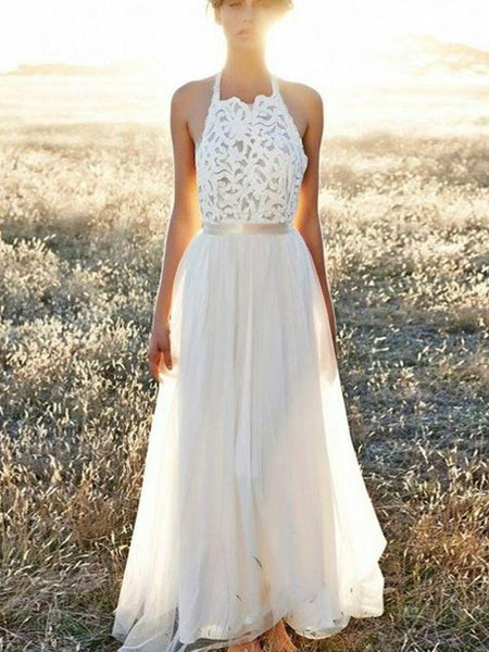 Sexy Lace Wedding Dress Evening Dress Halter Dress