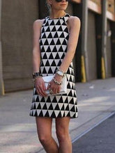 Load image into Gallery viewer, Sexy Sleeveless Triangle Black and White Print Mini Dress
