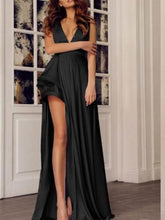Load image into Gallery viewer, Black V Neck Sleeveless Evening Maxi Dress