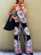 Load image into Gallery viewer, Print Off Shoulder Backless Jumpsuit Rompers