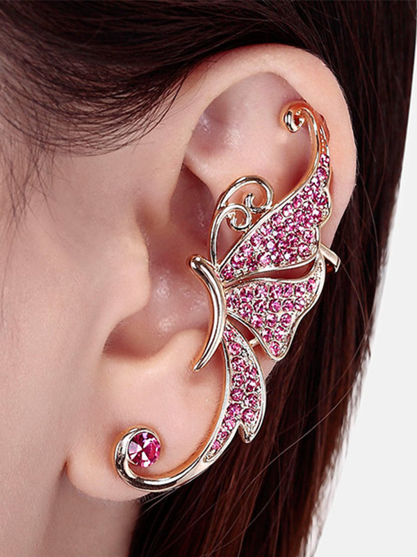 Boho One Piece Rhinestone Butterfly Ear Cuff Earring