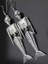 Load image into Gallery viewer, Mermaid Skeleton Dark Ocean Sailing Earrings Gothic Accessories