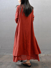 Load image into Gallery viewer, Gracila Vintage Women Long Sleeve V-Neck Irregular Maxi Dresses