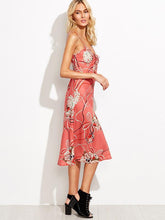 Load image into Gallery viewer, Elegant Spaghetti Neckline Floral Midi Dress