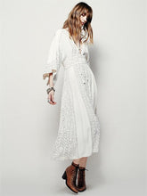 Load image into Gallery viewer, Popular Fashion Solid Color Half Sleeve V Neck Bohemia Beach Dress