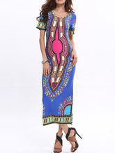 Load image into Gallery viewer, Beautiful Floral-Print Short Sleeve Round Neck Bohemia Lond Dress