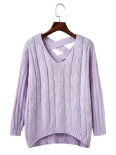 Load image into Gallery viewer, Knit Hollow BacklessLong Sleeve V-neck Sweater