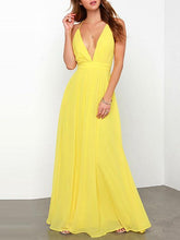 Load image into Gallery viewer, Simple Deep V-neck Backless Sleeveless Bohemian Maxi Dress