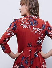 Load image into Gallery viewer, Autumn Floral 3/4 Sleeve V-neck Split-front Bohemia Maxi Dress