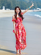 Load image into Gallery viewer, Beautiful Spaghetti-neck Floral Beach Maxi Dress