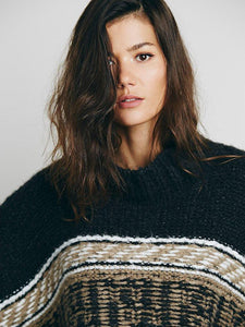 Pretty Knitting Tasseled Striped Sweater Tops