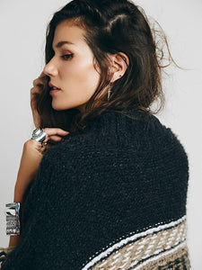 Pretty Knitting Tasseled Striped Sweater Tops