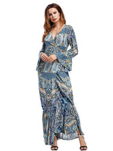 Load image into Gallery viewer, Bohemia Mermaid Split-side V-neck Maxi Dress