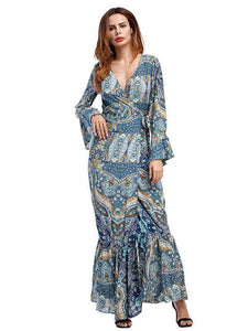 Bohemia Mermaid Split-side V-neck Maxi Dress