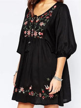 Load image into Gallery viewer, Bohemia Embroidered Round-neck Half Sleeves Mini Dress