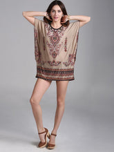 Load image into Gallery viewer, Bohemia Printed Batwing Sleeves Round-neck Mini Dress