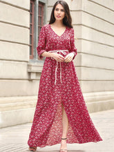 Load image into Gallery viewer, Bohemia Chiffon Floral-printed V-neck Maxi Dress
