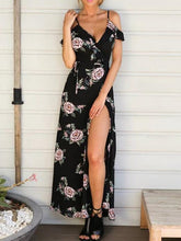 Load image into Gallery viewer, Floral Printed Spaghetti-neck Split-side Bohemia Maxi Dress