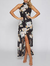 Load image into Gallery viewer, Floral Halterneck Split-front Backless Bohemia Maxi Dress