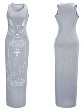 Load image into Gallery viewer, Cat Printed Straps Sleeveless Maxi Dress
