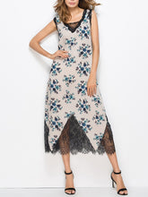 Load image into Gallery viewer, Floral Lace Split-joint V-neck Sleeveless Bohemia Midi Dress