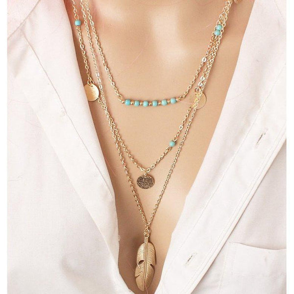 Simple Sequined Alloy&Turquoise Necklaces Accessories