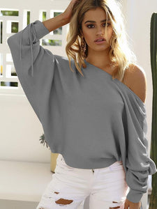 Fashion Off-the-shoulder Batwing Sleeves Sweater Tops