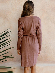 Asymmetric Belted Mini Dress