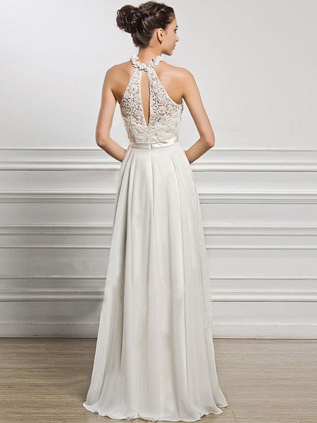 Classical White Lace Sleeveless Maxi Dress Evening Dress