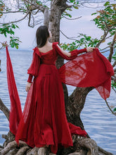 Load image into Gallery viewer, Red Cotton Blends V-neck Maxi Dress