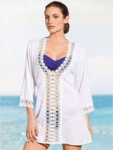 Load image into Gallery viewer, Pretty V-Neck Lace 3/4 Sleeve Blouse Cover-ups Tops