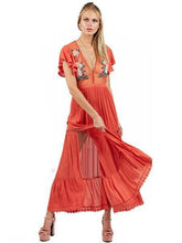 Load image into Gallery viewer, Embroidered Hollow Split-side Bohemia Dress