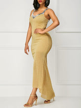Load image into Gallery viewer, Spaghetti-neck Sequined Evening Dress
