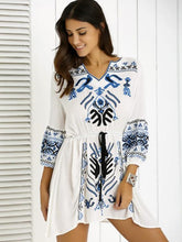 Load image into Gallery viewer, Bohemia Puff Sleeves Embroidered Mini Dress