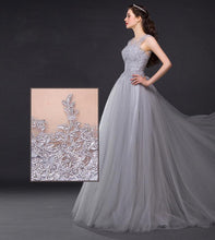 Load image into Gallery viewer, Three Colors Long Lace Evening Dress  Huge Hem Banquet
